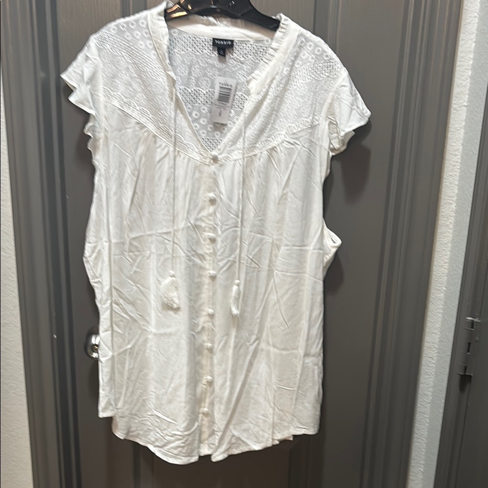 White Lace Detail Women's Summery Top